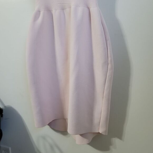 Asos Pale Pink Rib Knit Back Cutout Faux Wrap Dress Size 6 - Picture 7 of 9